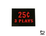 -Price plate (CCM/Stern) 25¢ 3 Plays