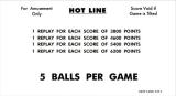 -HOT LINE (Williams) Score cards (6)
