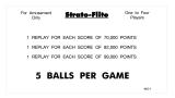 Score / Instruction Cards-STRATO-FLITE (Williams) Score cards (6)