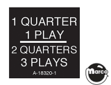 -Label - Gottlieb 1 Quarter 1 Play / 2 Quarters 3 Plays