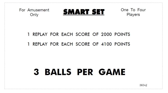 363 1 6 Piece Score And Instruction Card Set For Williams Smart Set